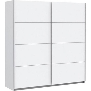 Mid.you Schwebetürenschrank Forte Lyon, Weiß, Metall, 5 Fächer, 3 Schubladen, 200x210x61 cm, Blauer Engel, BQ - Bündnis für Qualität, Made in Germany,