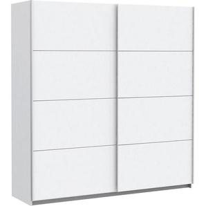 Mid.you Schwebetürenschrank Forte Lyon, Weiß, Metall, 5 Fächer, 3 Schubladen, 200x210x61 cm, Blauer Engel, BQ - Bündnis für Qualität, Made in Germany,