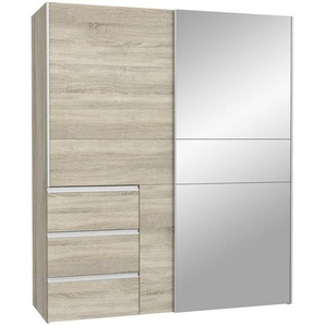 Mid.you Schwebetürenschrank , Sonoma Eiche , Metall , 3 Fächer , 170x200x61 cm , Schlafzimmer, Kleiderschränke, Schwebetürenschränke