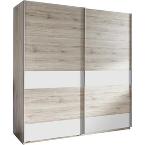 Mid.you Schwebetürenschrank , Weiß, Eiche , Holzwerkstoff , 2 Fächer , 180x198x64 cm , BQ - Bündnis für Qualität, Made in Germany, DIN EN ISO 9001 , Schlafzimmer, Kleiderschränke, Schwebetürenschränke