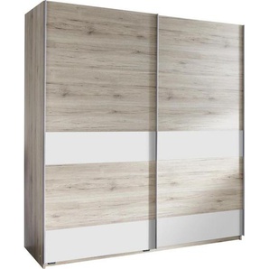 Mid.you Schwebetürenschrank, Weiß, Eiche, Holzwerkstoff, 2 Fächer, 180x198x64 cm, BQ - Bündnis für Qualität, Made in Germany, DIN EN ISO 9001, Schlafzimmer, Kleiderschränke, Schwebetürenschränke