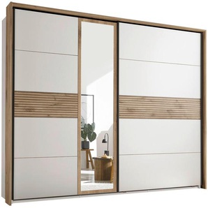 Mid.you Schwebetürenschrank, Weiß, Eiche, Metall, 3 Fächer, 279x229.4x63 cm, Schlafzimmer, Kleiderschränke, Schwebetürenschränke