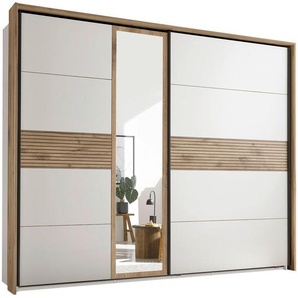 Mid.you Schwebetürenschrank, Weiß, Eiche, Metall, 3 Fächer, 279x229.4x63 cm, Schlafzimmer, Kleiderschränke, Schwebetürenschränke