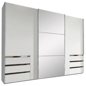 Mid.you Schwebetürenschrank 1787065201, Weiß, Metall, 3 Fächer, 6 Schubladen, 300x216x65 cm, BQ - Bündnis für Qualität, Made in Germany, DIN EN ISO
