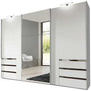 Mid.you Schwebetürenschrank Wimex Level 36 A, Weiß, Holzwerkstoff, 4 Fächer, 6 Schubladen, 300x236x65 cm, BQ - Bündnis für Qualität, Made in Germany,