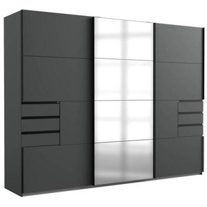 Mid.you Schwebetürenschrank Wimex Saigon, Anthrazit, Klar, Metall, 6 Fächer, 6 Schubladen, 270x210x64 cm, BQ - Bündnis für Qualität, Made in Germany,
