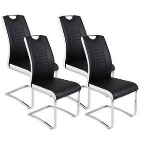 Mid.you Schwingstuhl-Set, Schwarz, Weiß, Metall, Textil, eckig, C-Form, 43x99x61 cm, mit Griff, Esszimmer, Stühle, Esszimmerstühle, Schwingstühle