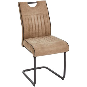 Mid.you Schwingstuhl, Taupe, Metall, Textil, Füllung: Schaumstoff, Taschenfederkern, C-Form, 44x94.5x59.5 cm, Textiles Vertrauen - Oeko-Tex®, Oeko-Tex® Standard 100, mit Griff, Esszimmer, Stühle, Esszimmerstühle, Schwingstühle