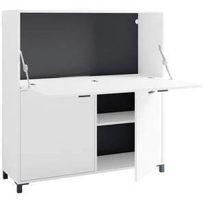 Mid.you Sekretär, Schwarz, Weiß, Kunststoff, 120x127x40 cm, Made in Europe, Kabeldurchlass, Stauraum, Arbeitszimmer, Schreibtische, Sekretäre
