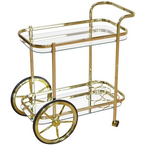 Mid.you Servierwagen, Messing, Metall, Glas, Uni, 73x74x38 cm, Flaschenfach, Esszimmer, Barmöbel, Barwagen