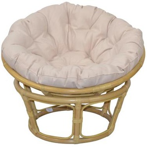 Mid.you Sessel, Beige, Holz, Rattan, massiv, Uni, Füllung: Vlies, 80x60x80 cm, Stühle