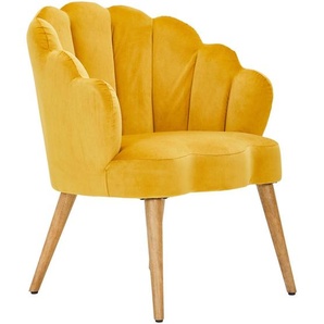 Mid.you Sessel, Gelb, Ecru, Holz, Textil, Kautschukholz, massiv, Sperrholz, 67x80x65 cm, Wohnzimmer, Sessel, Polstersessel