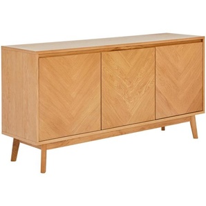 Mid.you Sideboard, Eiche, Holz, Holzwerkstoff, Eiche, furniert, 3 Fächer, 150x75x40 cm, Schlafzimmer, Schlafzimmer Kommoden