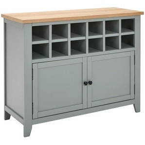 Mid.you Sideboard, Grau, Natur, Metall, Eiche, Kiefer, furniert, massiv, 110x85x43 cm, Holzmöbel, Kleinmöbel Holz, Holzkommoden, Sideboards Holz