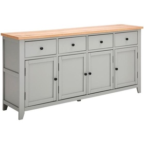 Mid.you Sideboard, Grau, Natur, Metall, Eiche, Kiefer, furniert, massiv, 4 Schubladen, 180x87x43 cm, Schlafzimmer, Schlafzimmer Kommoden