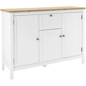 Mid.you Sideboard , Weiß, Eiche , Metall , 5 Fächer , 1 Schubladen , 120x90x40 cm , Beimöbel erhältlich , Wohnzimmer, Kommoden & Sideboards, Sideboards