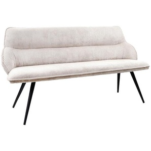 Mid.you Sitzbank Cord, Beige, Metall, Textil, 3-Sitzer, 163x85x67 cm, Esszimmer, Bänke, Sitzbänke