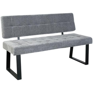 Mid.you Sitzbank, Hellgrau, Metall, Textil, 2-Sitzer, 140x85x56 cm, Esszimmer, Bänke, Sitzbänke
