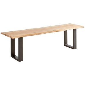 Mid.you Sitzbank, Schwarz, Akazie, Holz, Metall, Akazie, vollmassiv, Holz, 2-Sitzer, 120x45x45 cm, Esszimmer, Bänke, Sitzbänke