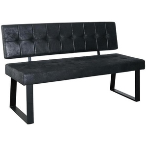 Mid.you Sitzbank, Schwarz, Metall, Textil, 2-Sitzer, 140x85x56 cm, Esszimmer, Bänke, Sitzbänke