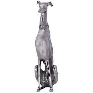 Mid.you Skulptur , Silber , Metall , Hund , Hund , 18x70x25 cm , stehend, zum Stellen, handgemacht , Dekoration, Skulpturen & Dekoobjekte, Skulpturen