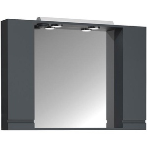 Mid.you Spiegelschrank, Anthrazit, Holzwerkstoff, 4 Fächer, 100x71x14 cm, erweiterbar, Badezimmer, Badezimmerspiegel, Spiegelschränke