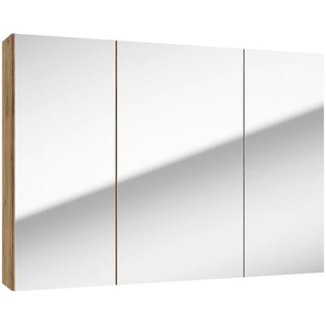 Mid.you Spiegelschrank, Erle, Glas, 4 Fächer, 85x60x15 cm, Soft-Close-System, Badezimmer, Badezimmerspiegel, Spiegelschränke