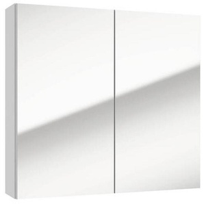 Mid.you Spiegelschrank, Weiß, Glas, 2 Fächer, 65x60x15 cm, Soft-Close-System, Badezimmer, Badezimmerspiegel, Spiegelschränke