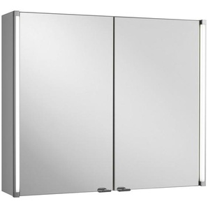 Mid.you Spiegelschrank LED-Line, Weiß, Metall, 2 Fächer, F, 81x67x16.5 cm, Badezimmer, Badezimmerspiegel, Spiegelschränke