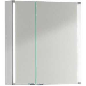 Mid.you Spiegelschrank LED-Line, Weiß, Metall, 2 Fächer, F, 61x67x16.5 cm, Badezimmer, Badezimmerspiegel, Spiegelschränke