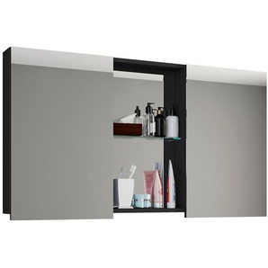 Mid.you Spiegelschrank VCM Budasi, Schwarz, 112x59x12 cm, Badezimmer, Badezimmerspiegel, Spiegelschränke