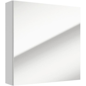 Mid.you Spiegelschrank, Weiß Hochglanz, Glas, 2 Fächer, 60x60x15 cm, Soft-Close-System, Badezimmer, Badezimmerspiegel, Spiegelschränke