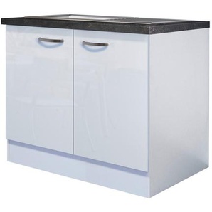 Mid.you Spülenunterschrank, Weiß, Schiefer, Metall, 100x86x57 cm, Made in Germany, Küchen, Küchenmöbel, Küchenschränke, Küchenunterschränke