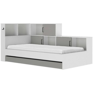 Mid.you Stauraumbett, Grau, Weiß, Holzwerkstoff, 1 Schubladen, Höhe ca. 14 cm, 90x200 cm, Bettkasten, Schlafzimmer, Betten, Stauraumbetten