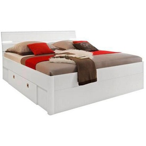 Mid.you Stauraumbett, Weiß, 180x200 cm, Beleuchtung, Schlafzimmer, Betten, Doppelbetten