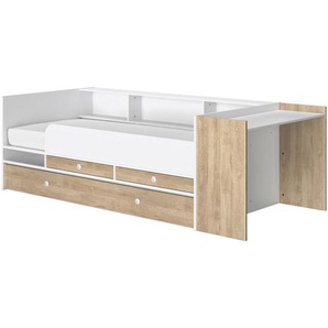 Mid.you Stauraumbett, Weiß, Eiche, Holzwerkstoff, 3 Schubladen, 90x200 cm, ISO 9001, Pefc, mit Schubkästen, Kinder- & Jugendzimmer, Kindermöbel,