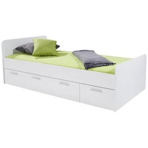 Mid.you Stauraumbett, Weiß, Holzwerkstoff, 3 Schubladen, 90x200 cm, Kinder- & Jugendzimmer, Kindermöbel, Kinderbetten, Funktionsbetten