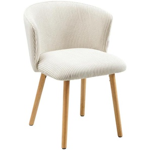 Mid.you Stuhl Cord, Natur, Beige, Holz, Textil, Buche, massiv, Säule, 61x79x61 cm, Stühle