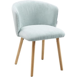 Mid.you Stuhl Cord, Natur, Hellblau, Holz, Textil, Buche, massiv, Säule, 61x79x61 cm, Stühle