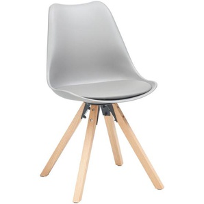 Mid.you Stuhl, Grau, Holz, Kunststoff, Textil, Eiche, massiv, eckig, 48.5x84x55 cm, Esszimmer, Stühle, Esszimmerstühle, Schalenstühle