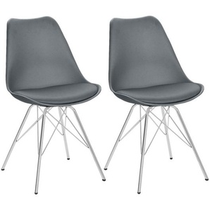 Mid.you Stuhl-Set, Metall, Kunststoff, rund, 48x86x56 cm, abwischbar, Esszimmer, Stühle, Esszimmerstühle, Esszimmerstühle-Set