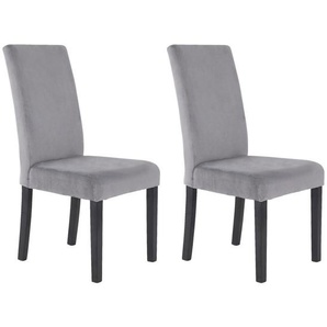 Mid.you Stuhl-Set Silvio, Grau, Schwarz, Holz, Textil, Kautschukholz, massiv, eckig, 47x100x60 cm, Fsc, Typenauswahl, Esszimmer, Stühle, Esszimmerstühle, Vierfußstühle