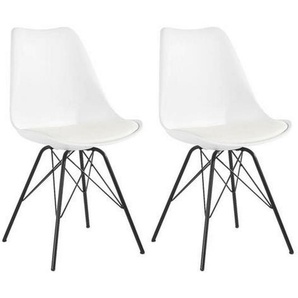 Mid.you Stuhl-Set, Weiß, Metall, Kunststoff, rund, 48x86 cm, stapelbar, abwischbar, Esszimmer, Stühle, Esszimmerstühle, Esszimmerstühle-Set