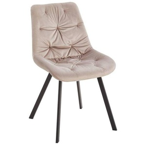 Mid.you Stuhl, Taupe, Holz, Metall, Textil, Pappel, Sperrholz, Füllung: Schaumstoff, eckig, 51x83x61 cm, Esszimmer, Stühle, Esszimmerstühle,