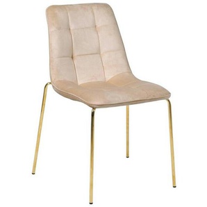 Mid.you Stuhl, Taupe, Holz, Metall, Textil, Pappel, Sperrholz, Rundrohr, 57x83x60 cm, Esszimmer, Stühle, Esszimmerstühle, Vierfußstühle
