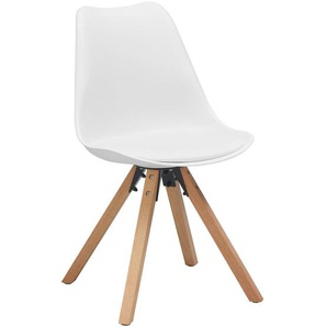 Mid.you Stuhl, Weiß, Holz, Kunststoff, Textil, Eiche, massiv, eckig, 48.5x84x55 cm, Esszimmer, Stühle, Esszimmerstühle, Schalenstühle
