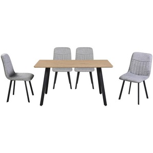 Mid.you Tischgruppe, Weiß, Hellgrau, Metall, Textil, eckig, 140x46x75 cm, Esszimmer, Tische, Esstische