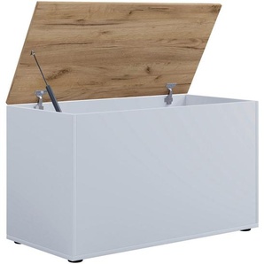 Mid.you Truhe Bendola, Weiß, Honigeiche, Holzwerkstoff, 82x49x44 cm, Ordnen & Aufbewahren, Truhen