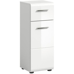 Mid.you Unterschrank, Weiß Hochglanz, Holzwerkstoff, 1 Fächer, 1 Schubladen, 30x80x30 cm, Badezimmer, Badezimmerschränke, Bad Unterschränke