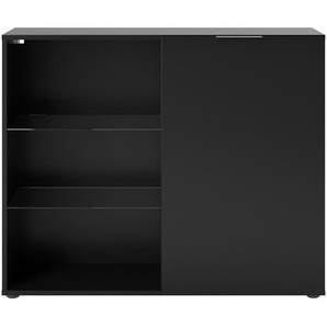 Mid.you Vitrine , Schwarz , Kunststoff , 2 Fächer , 1 Schubladen , 100x81x32 cm , Made in Germany , stehend, hängend , Wohnzimmer, Wohnwände, Vitrinenschränke